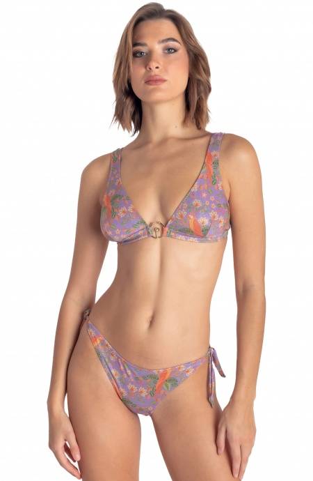 Pin Up Stars TOP BIKINI BRASSIERE CON ACCESSORIO STAMPA FLOWER BIRD Ritorno libero