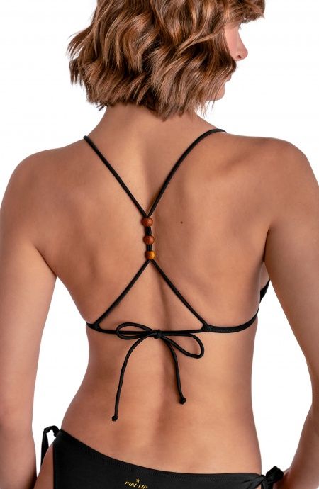 Pin Up Stars TOP BIKINI TRIANGOLO IMBOTTITO CON PERLE E CONCHIGLIE TINTA UNITA Black Friday Prezzi