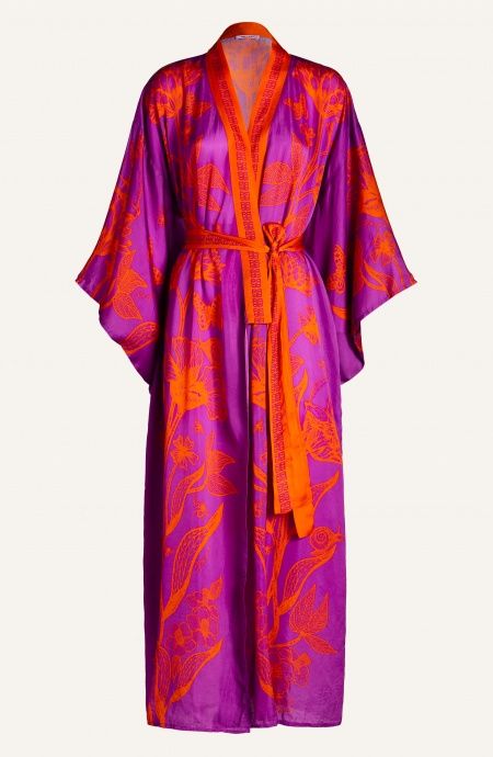 Pin Up Stars Kimono Viscosa Satin Principe Azzurro In Linea