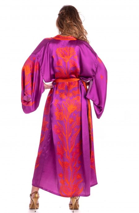 Pin Up Stars Kimono Viscosa Satin Principe Azzurro In Linea