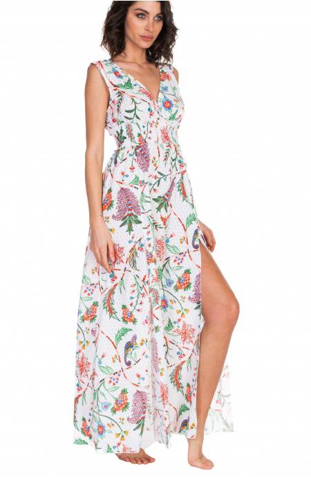 Pin Up Stars Long Dress Con Spacchi Stampa Camaleonte Soddisfazione Garantita