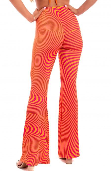 Pin Up Stars Pantalone a Zampa Jersey Stampa Optical Presa