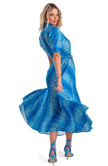 Pin Up Stars Chemisier Mussola Di Viscosa Con Cintura Stampa Tigre Outlet
