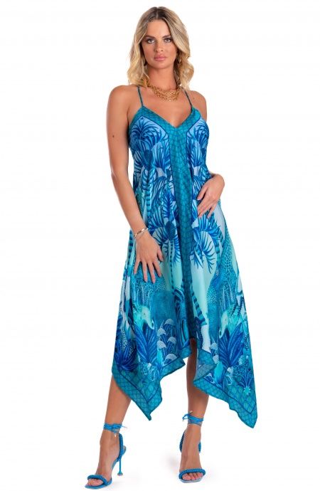 Pin Up Stars Abito Foulard Raso di Viscosa Palm Paradise Saldi