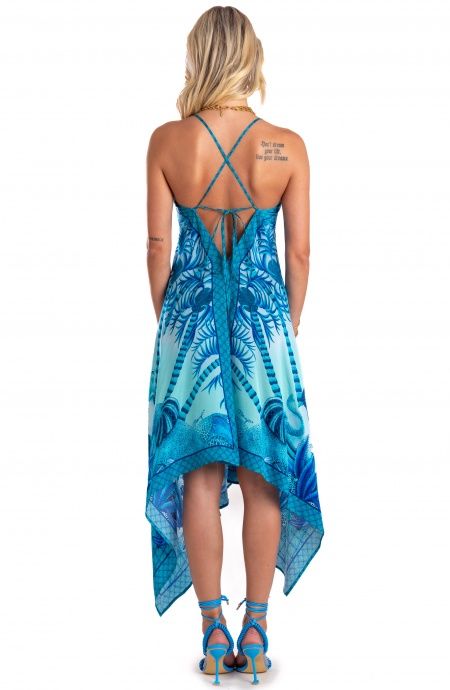 Pin Up Stars Abito Foulard Raso di Viscosa Palm Paradise Saldi