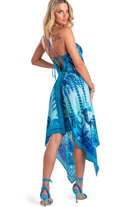 Pin Up Stars Abito Foulard Raso di Viscosa Palm Paradise Saldi