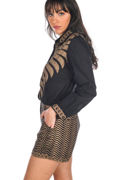 Pin Up Stars Tutina in Cotone Ricamo Foglia Oro Offerta speciale