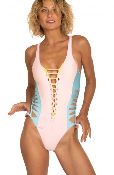Pin Up Stars Costume Intero Double Cut Tinta Unita Offerta natalizia
