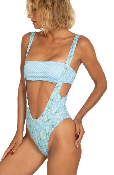 Pin Up Stars Costume Intero Con Fascia Stampa Provenzale Offerta per la Festa della Mamma