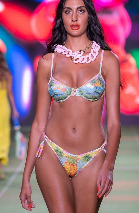 Pin Up Stars Bikini Balconcino Con Ferretto Paillettes Stampa Hawaii Offerte stagionali