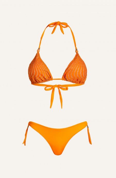 Pin Up Stars Bikini Triangolo Imbottito Lurex Stampa Optical Enormi risparmi
