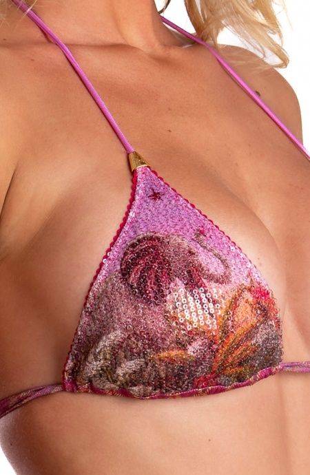 Pin Up Stars Bikini Triangolo Imbottito Palm Paradise Piquet Lurex e Paillettes Ultimi tre giorni