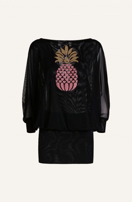 Pin Up Stars Tubino Maniche a Farfalla Tulle E Ananas Lurex Solo un giorno rimasto
