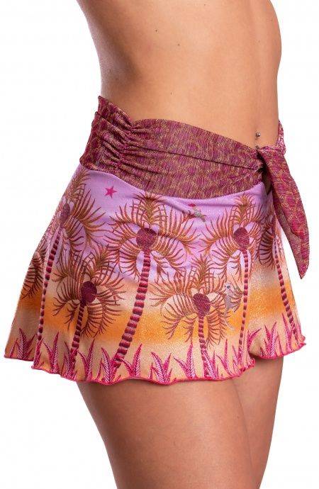 Pin Up Stars Short Piquet Lurex Con Fascione Crepon Lamè Palm Paradise Duty-free