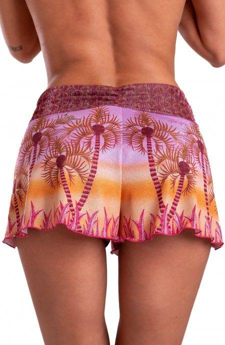 Pin Up Stars Short Piquet Lurex Con Fascione Crepon Lamè Palm Paradise Duty-free