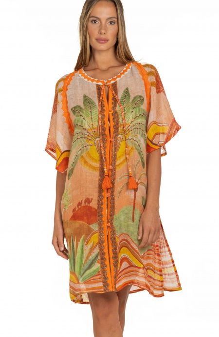 Pin Up Stars Poncho In Garza Stampa Dune Italia