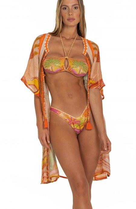 Pin Up Stars Poncho In Garza Stampa Dune Italia