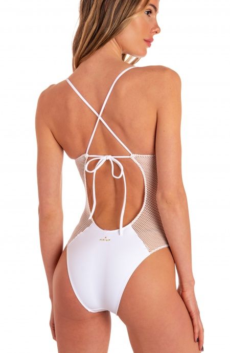 Pin Up Stars Costume Intero Ricamo Lance Tinta Unita Rete Acquista Ora