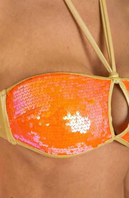 Pin Up Stars Bikini Fascia Goccia Centroseno Slip Fiocchi Bicolor Paillettes Consegna Veloce