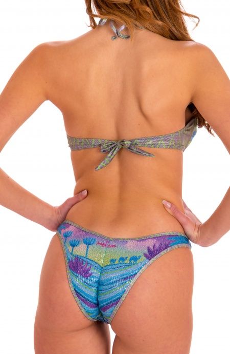 Pin Up Stars Bikini Fascia Slip Sgambato Stampa Dune Paillettes Prezzo Ridotto