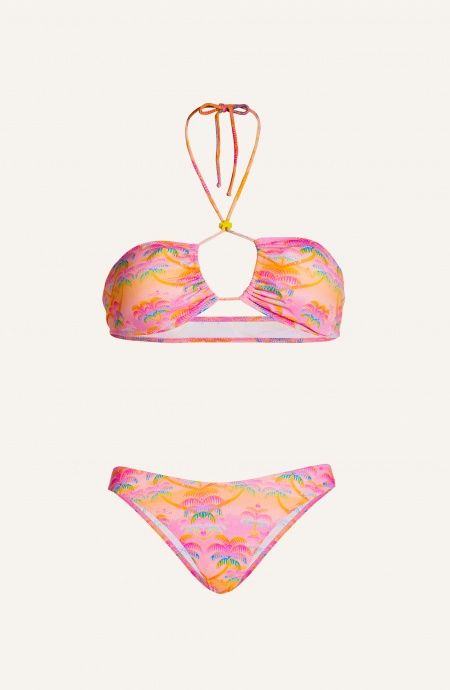 Pin Up Stars Bikini Fascia Imbottita Slip Sgambato Stampa Palmié Offerta Anniversario