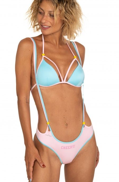 Pin Up Stars Bikini Triangolo Fisso Slip Con Bretelle Tinta Unita ACQUISTA ORA