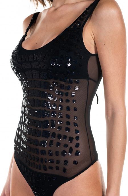 Pin Up Stars Costume Da Bagno Intero Cocco Ricamo Paillettes Ultimi due giorni