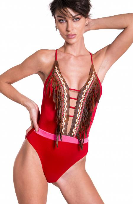 Pin Up Stars Costume Da Bagno Intero Ricamo Con Frange Offerta speciale della fabbrica