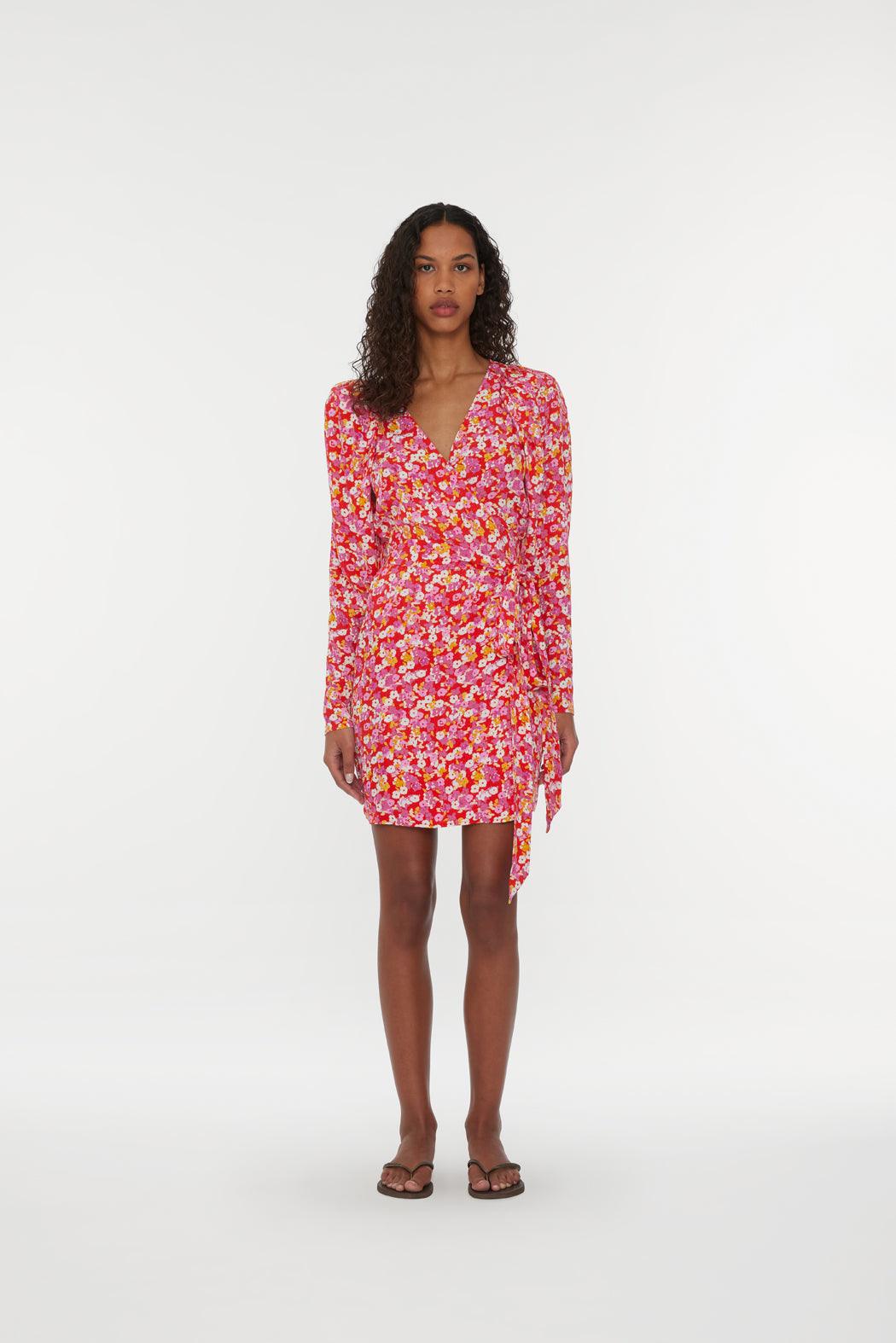 Reina Olga Jacquard Mini Wrap Dress 2025