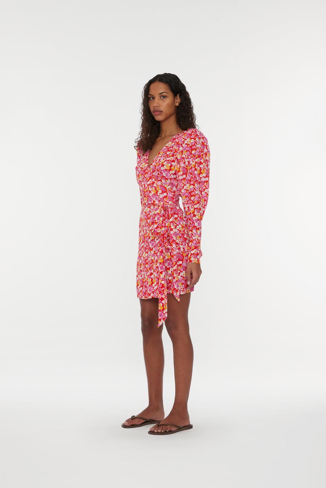 Reina Olga Jacquard Mini Wrap Dress 2025