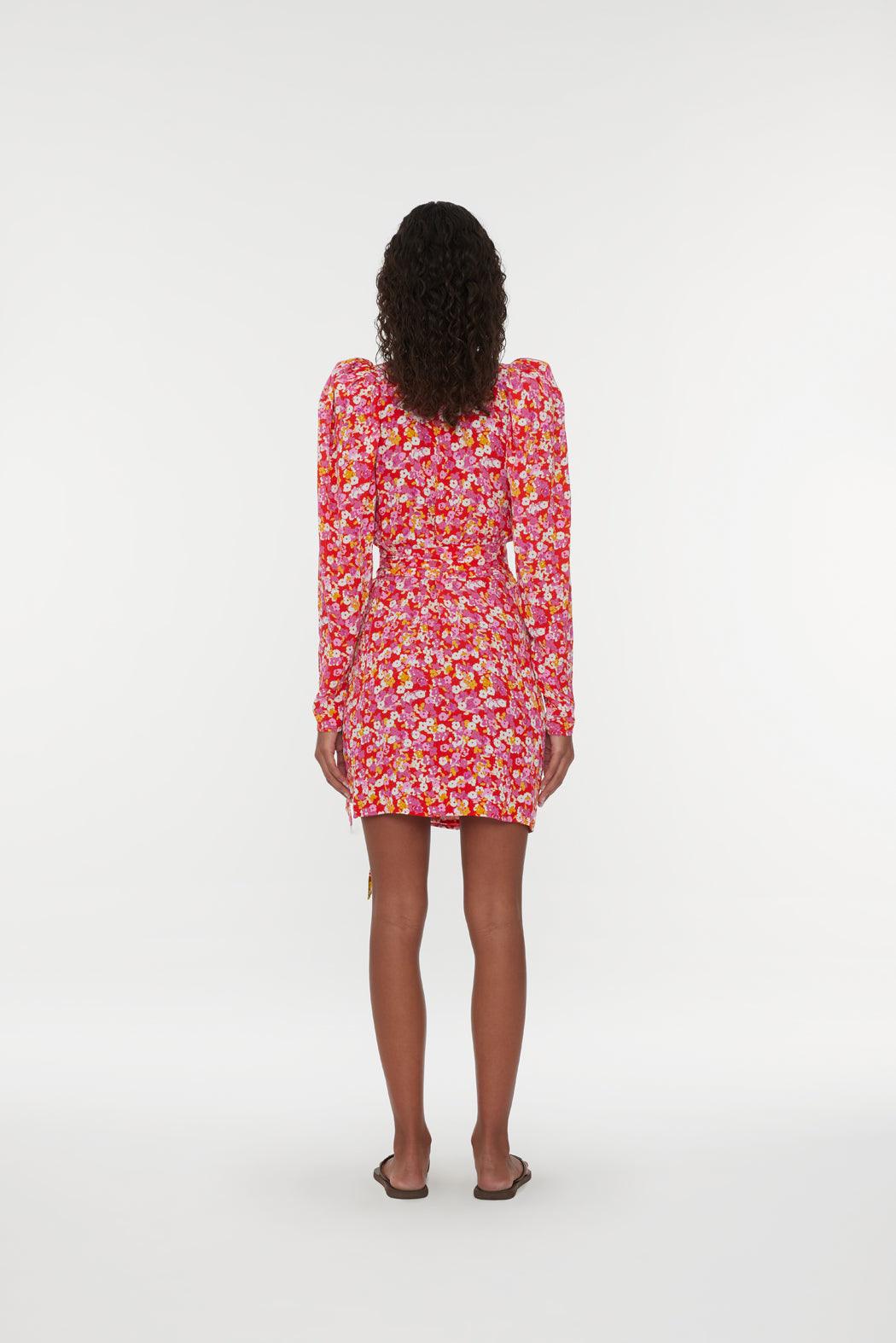 Reina Olga Jacquard Mini Wrap Dress 2025