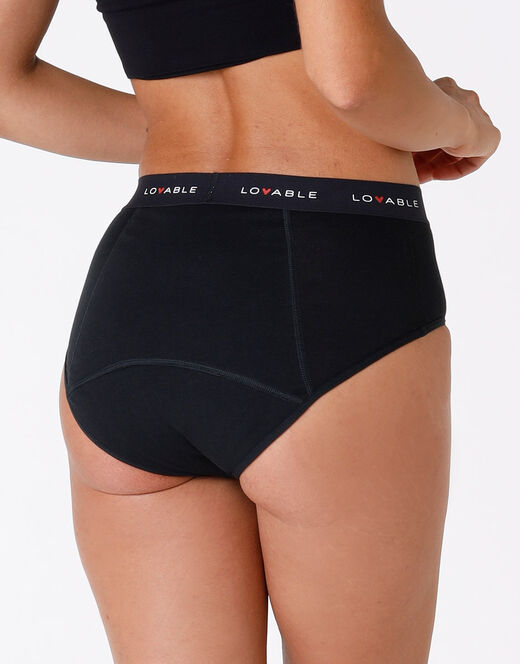 Lovable Slip alto da ciclo lavabile flusso medio in cotone biologico certificato, nero Moda