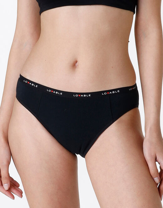 Lovable NUOVO Slip da ciclo lavabile in cotone biologico certificato, colore nero, per flusso medio Italy