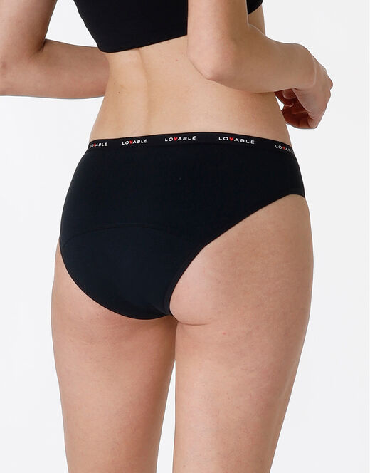 Lovable NUOVO Slip da ciclo lavabile in cotone biologico certificato, colore nero, per flusso medio Italy