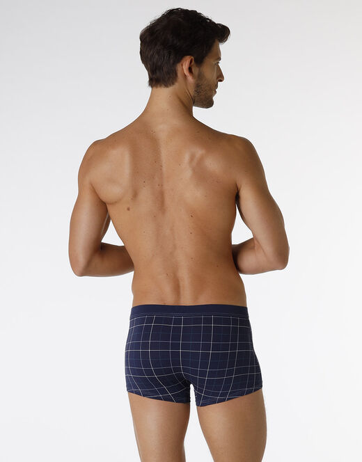 Lovable Boxer Casual Stretch Cotton in cotone elasticizzato, blu navy con stampa a quadri Vendita