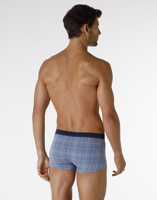 Lovable Boxer Casual Stretch Cotton in cotone elasticizzato, azzurro con stampa a quadri Promozione