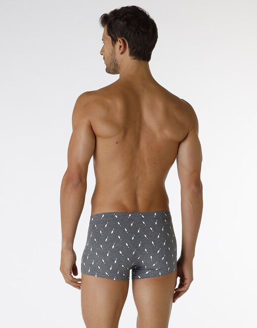 Lovable Boxer Printed Stretch Cotton in cotone elasticizzato, grigio melange stampato Negozi Online