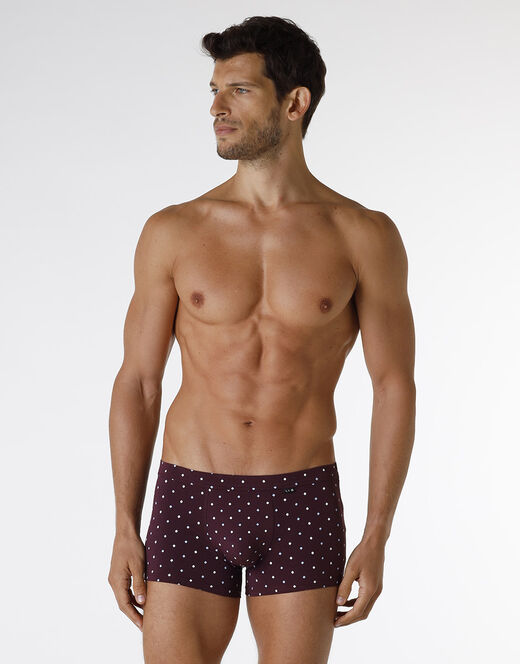 Lovable Boxer Classic Cotton Modal, bordeaux con stampa geometrica Promozione Limitata