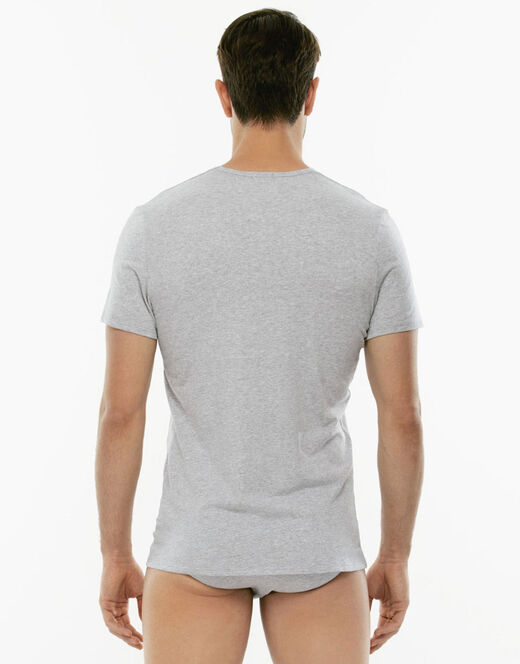 Lovable T-Shirt Cotton Stretch in cotone elasticizzato scollo a V, grigio melange Shopping Online