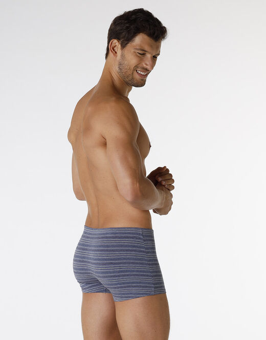 Lovable Boxer Rephined Cotton Modal, blu melange a righe Sconto