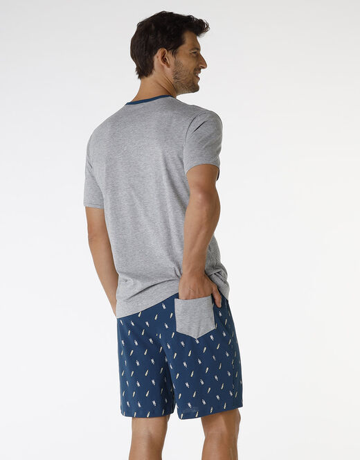 Lovable Pigiama corto in cotone, grigio melange con stampa Offerta