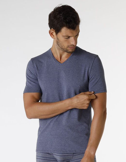 Lovable T-shirt Rephined Cotton Modal, blu melange Outlet