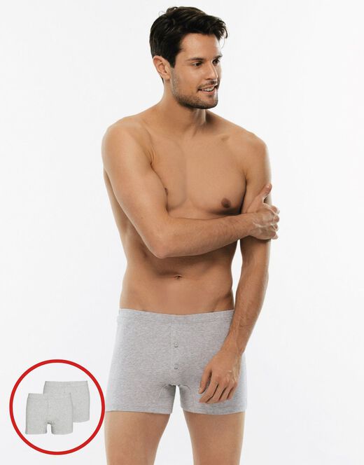 Lovable Boxer parigamba Bipack in 100% cotone Pure Cotton, grigio melange