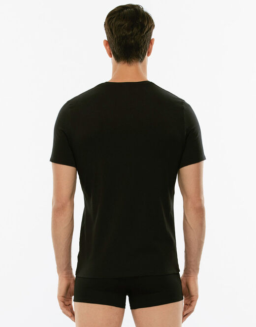 Lovable T-shirt girocollo Supima Premium Cotton in cotone elasticizzato, nero Moda