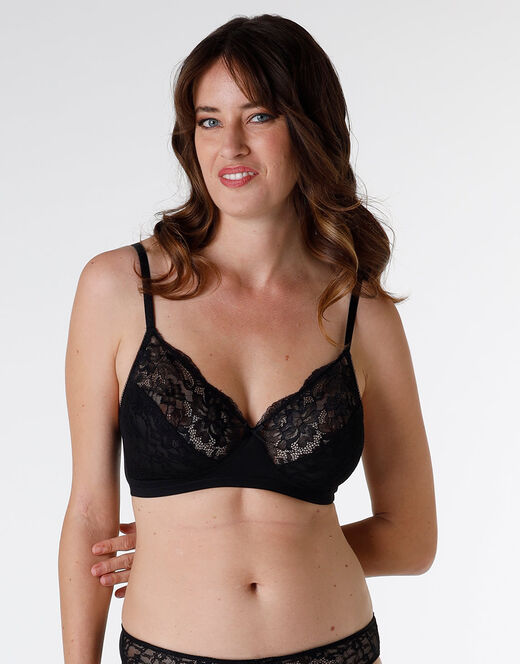 Lovable Reggiseno senza ferretto Sophisticated Lace in pizzo e tulle, nero Novità
