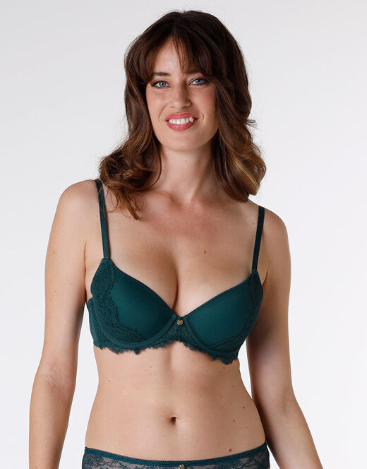 Lovable Reggiseno imbottito con ferretto Beauty Lace in pizzo e tulle, ottanio Online
