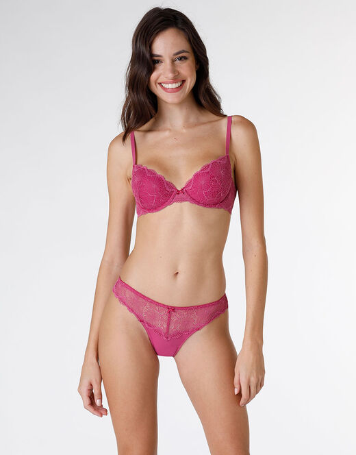 Lovable Brasiliano Pretty Lace in pizzo e microfibra, rosa sorbetto In Saldo