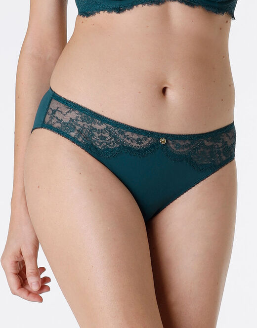 Lovable Slip Beauty Lace in pizzo e microfibra, ottanio