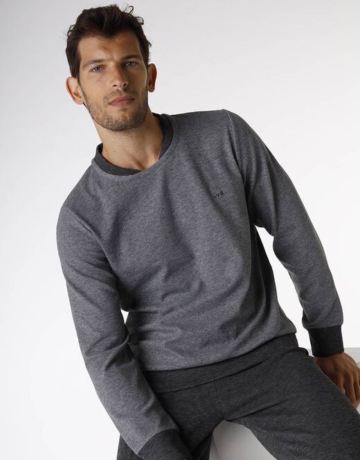 Lovable Pigiama lungo in interlock 290gr, grigio effetto melange