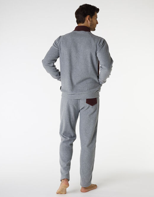 Lovable Homewear aperto in pile, grigio melange scuro e bordeaux Online